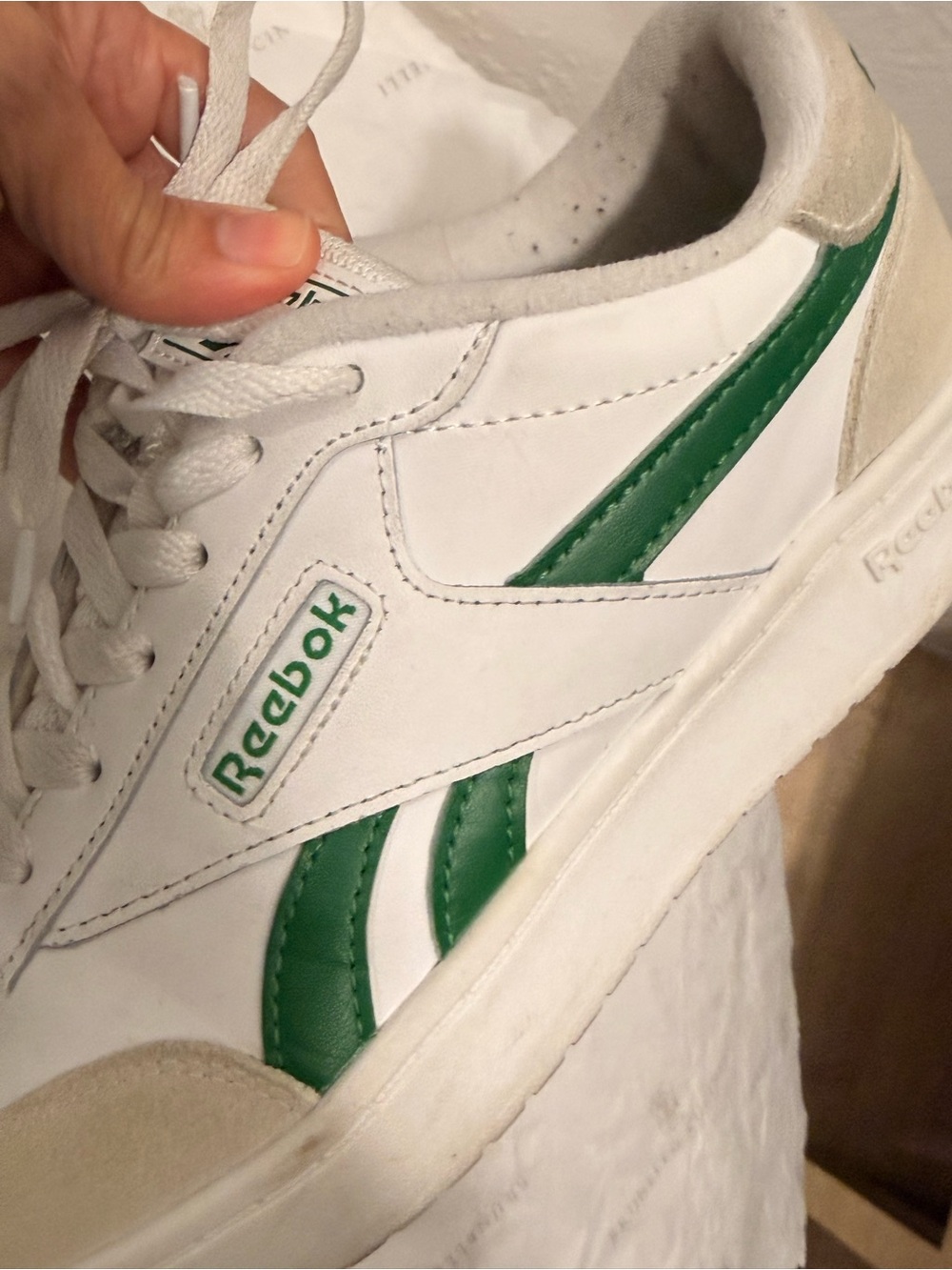 Reebok White Sneakers with Green Accents